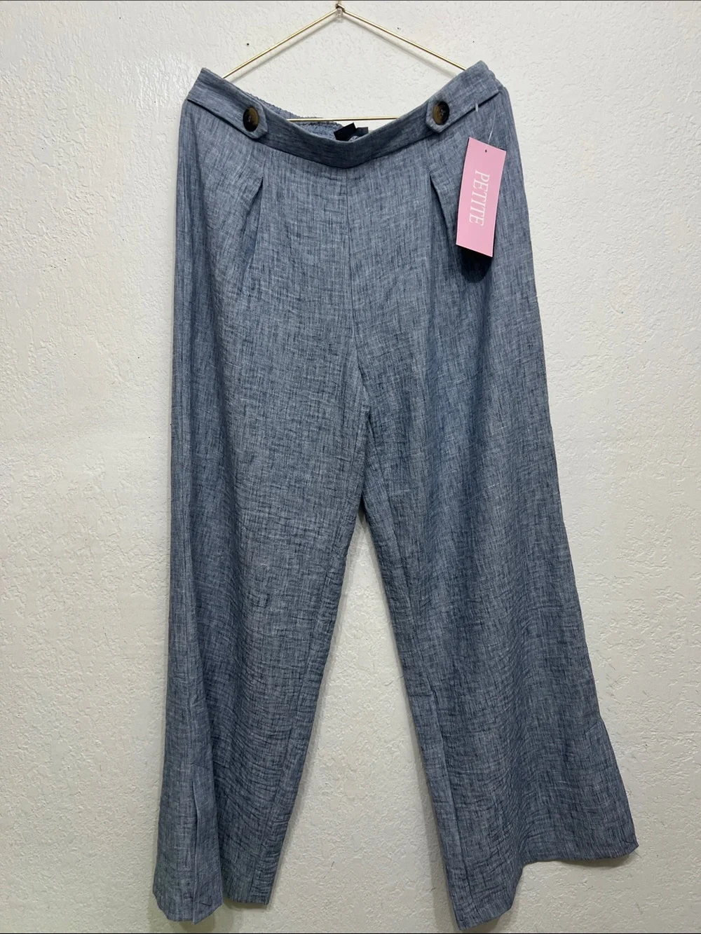 New York & Company Petite Wide-Leg Gray Chinos